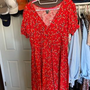 Vibrant red floral sundress